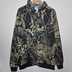 Muleskins Mens Camo Full Zip Hoodie Jacket Woodland Camouflage